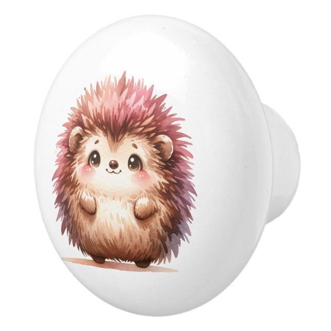 Watercolor Baby Hedgehog Ceramic Knob (Right)