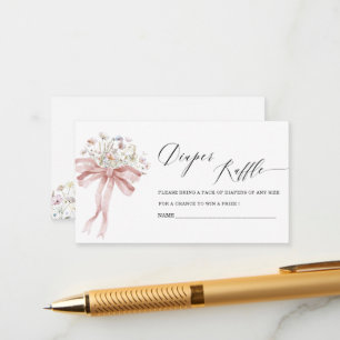 Watercolor Baby in Bloom baby shower diaper raffl Enclosure Card