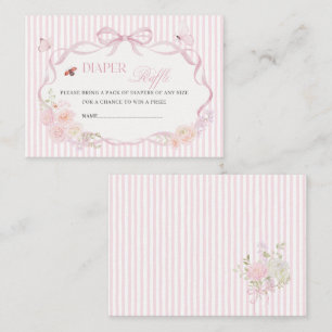 Watercolor baby in bloom butterfly diaper raffle  business card