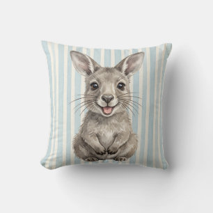 Watercolor Baby Kangaroo Joey Wildlife Accent Pill Cushion