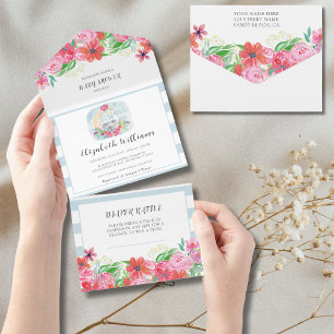 Watercolor Baby Koala With Moon All In One Invitation