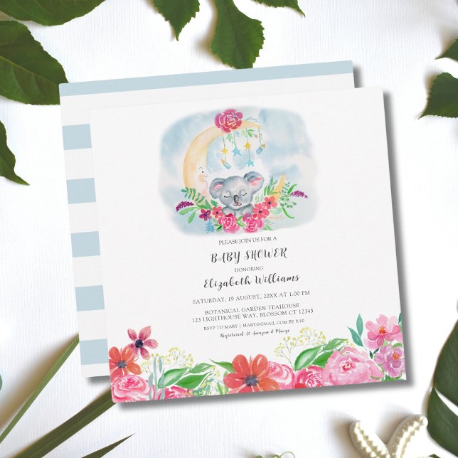 Watercolor Baby Koala With Moon Invitation (Creator Uploaded)