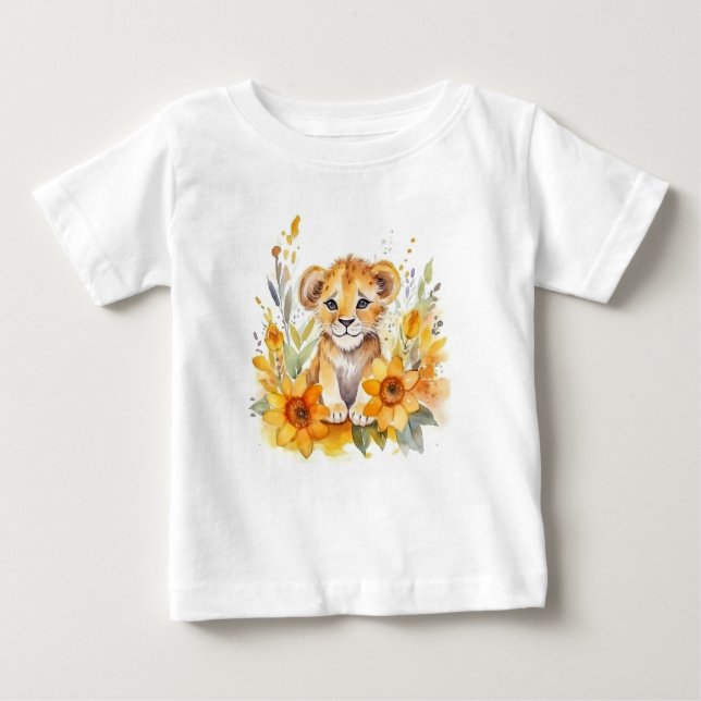 Watercolor Baby Lion Baby T-Shirt (Front)