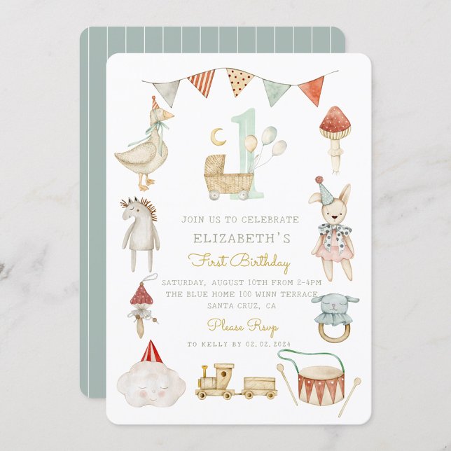 Watercolor Baby Mushroom Whimsical First Birthday Invitation (Creator Uploaded)