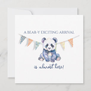 Watercolor baby panda bunting flags Baby Shower Card