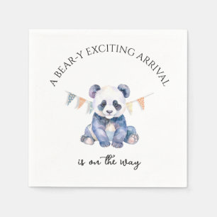 Watercolor baby panda with bunting flags napkin