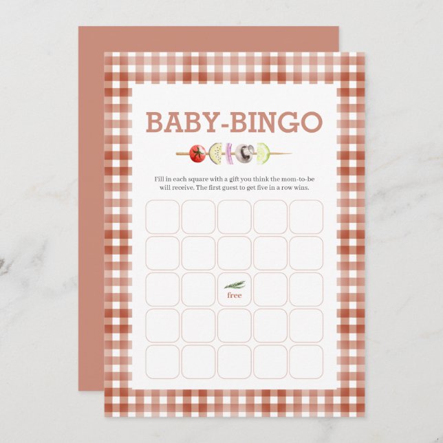 Watercolor Baby-Q Baby Bingo Card (Front/Back)