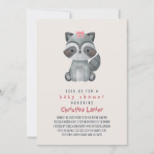 Watercolor Baby Racoon Cute Whimsical Baby Girl