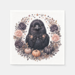 Watercolor Baby Raven Party Napkin