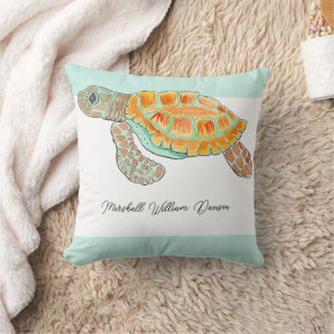 Watercolor Baby Sea Turtle Personalised Cushion