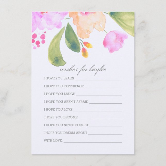 Watercolor Baby Shower Advice For Parents Card (Front)