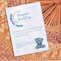 Watercolor baby shower boy Diaper Raffle