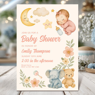 Watercolor Baby Shower Design Invitation