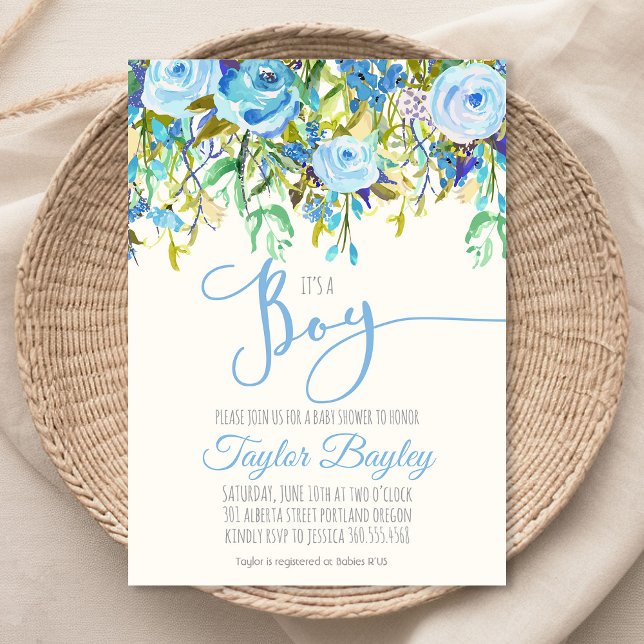 Watercolor Baby Shower Invitation | Boy Blue (Creator Uploaded)