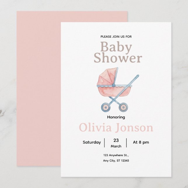 Watercolor Baby Shower Invitation, Invitation
