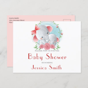 Watercolor Baby Shower Invitation Postcard