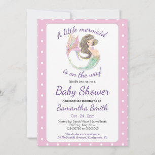 Watercolor Baby Shower Little Mermaid  Invitation
