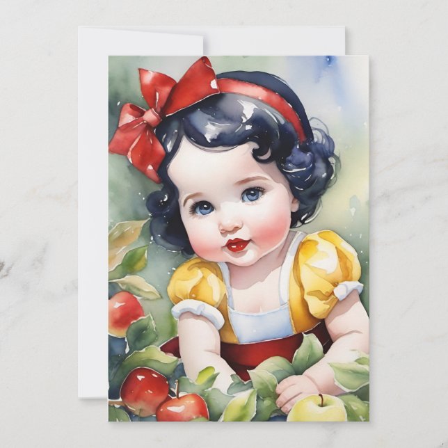 Watercolor Baby Snow White Greeting Card (Front)