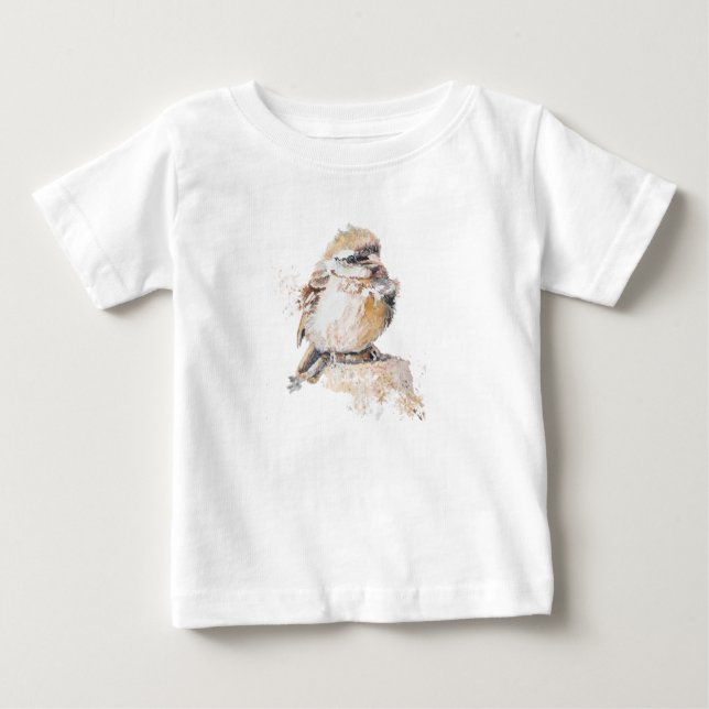 Watercolor Baby Sparrow with Ruffled Feathers Baby T-Shirt (Front)