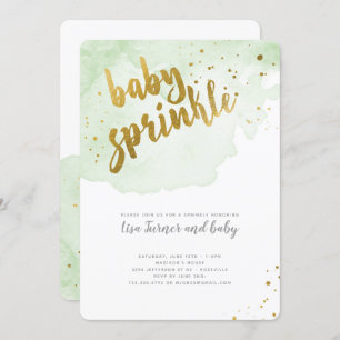Watercolor Baby Sprinkle - Green Invitation