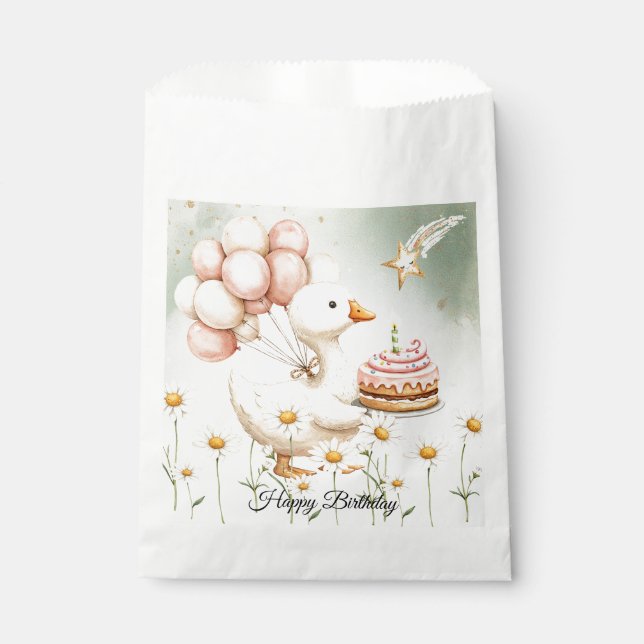 Watercolor Baby White Goose Birthday Party Cute Favour Bag (Front)
