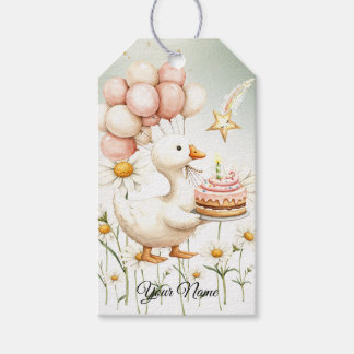 Watercolor Baby White Goose Birthday Party Cute Gift Tags