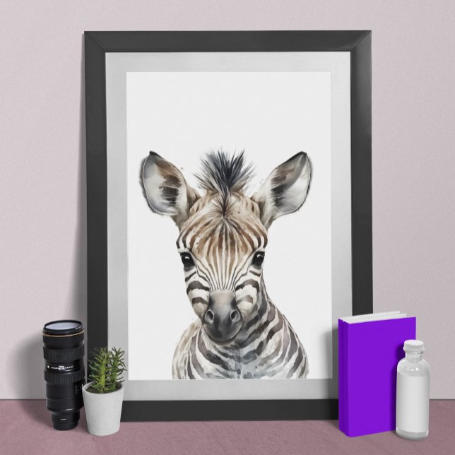 Watercolor Baby Zebra Nursery Kid's room Poster (Creator Uploaded)
