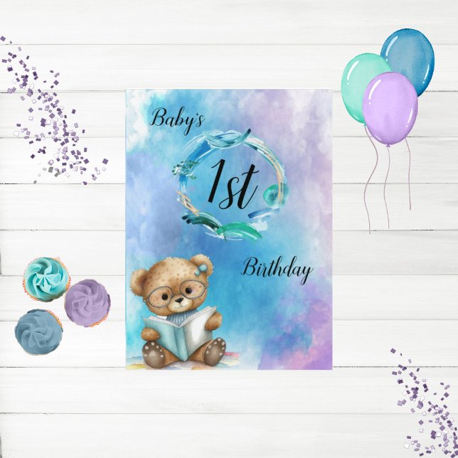 Watercolor Baby's 1st Birthday Card (Creator Uploaded)