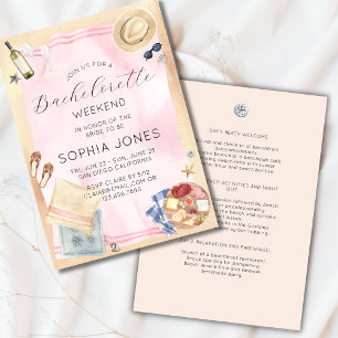 Watercolor Bachelorette Party Tropical Destination Invitation