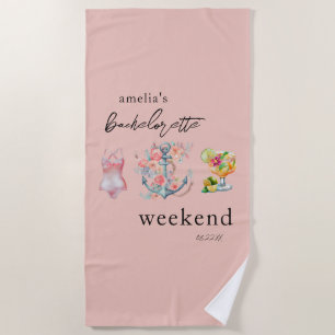 Watercolor Bachelorette Weekend Beach Towel