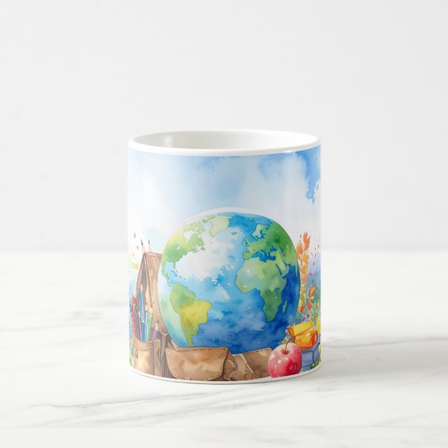 Watercolor Back to School Globe Coffee Mug (Center)