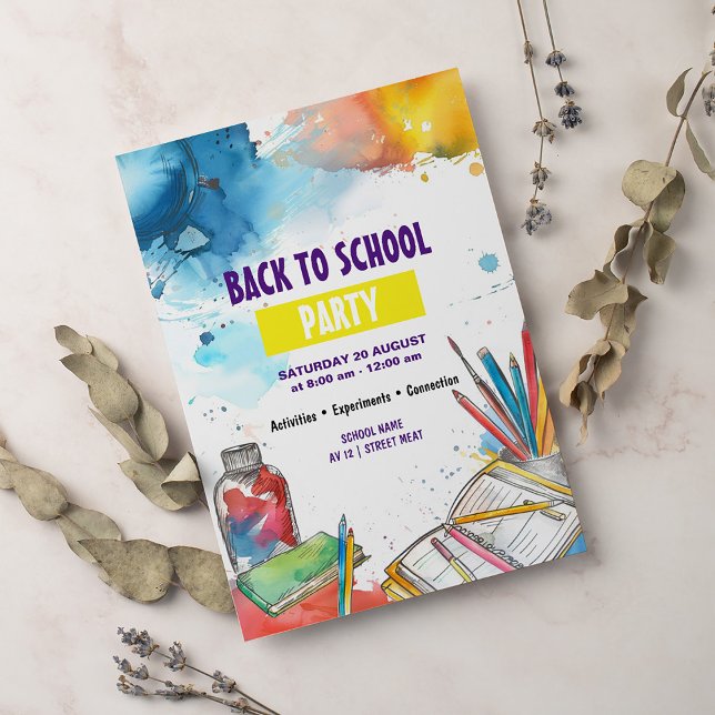 Watercolor Back to School Invitation (Creator Uploaded)