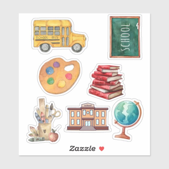 Watercolor Back to School Sticker Sheet (Sheet)