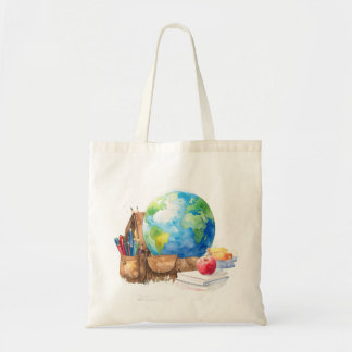 Watercolor Back to School Tote Bag