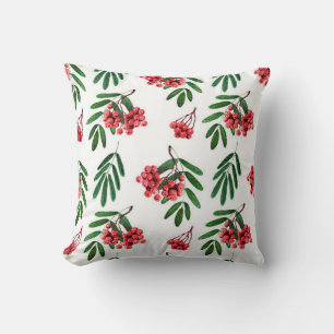 Watercolor background autumn bright rowan cushion