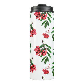 Watercolor background autumn bright rowan thermal tumbler