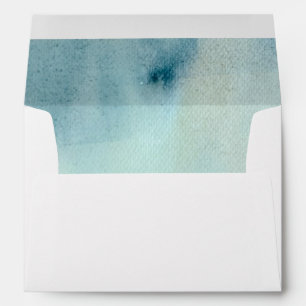 watercolor background in pastel blue and yellow envelope