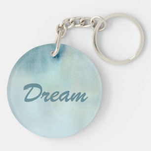watercolor background in pastel blue and yellow key ring