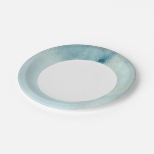 watercolor background in pastel blue and yellow paper plate