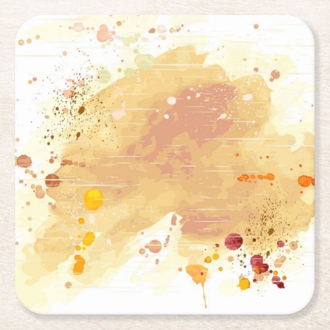 watercolor background square paper coaster (Front)