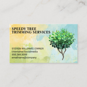 Watercolor Background Tree Topiary Business Card