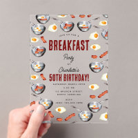 Watercolor Bacon & Eggs Breakfast Brunch Birthday