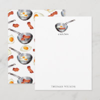 Watercolor Bacon & Eggs Breakfast Food Custom Name
