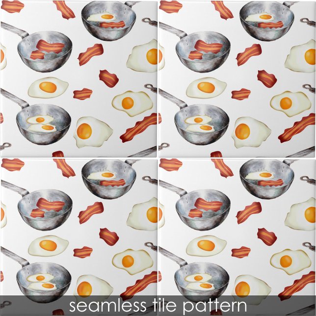 Watercolor Bacon & Eggs Breakfast Food Kitchen Ceramic Tile (Watercolor Bacon & Eggs Breakfast Food Kitchen Ceramic Tile)