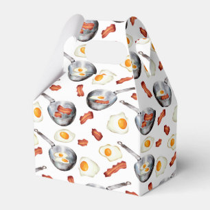 Watercolor Bacon & Eggs Breakfast Food Pattern Favour Box