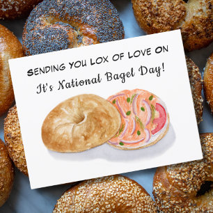 Watercolor Bagels Smoke Salmon National Bagel Day Postcard