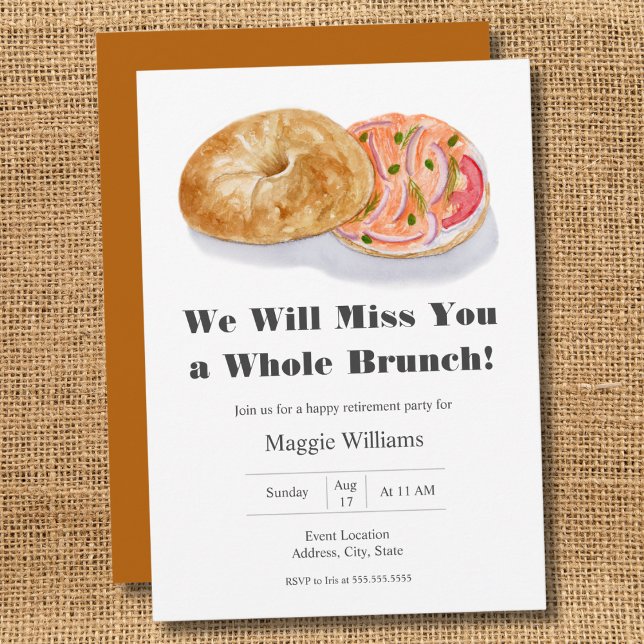 Watercolor Bagels Smoke Salmon Retirement Brunch Invitation (Creator Uploaded)