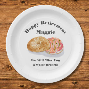Watercolor Bagels Smoke Salmon Retirement Brunch Paper Plate