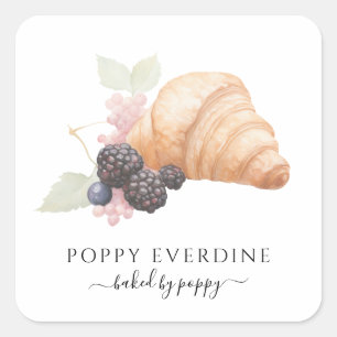 Watercolor Baker Bakery Croissannt Product Label