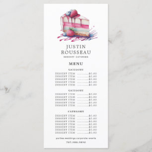 Watercolor Baker Bakery Pastry Chef Dessert Menu